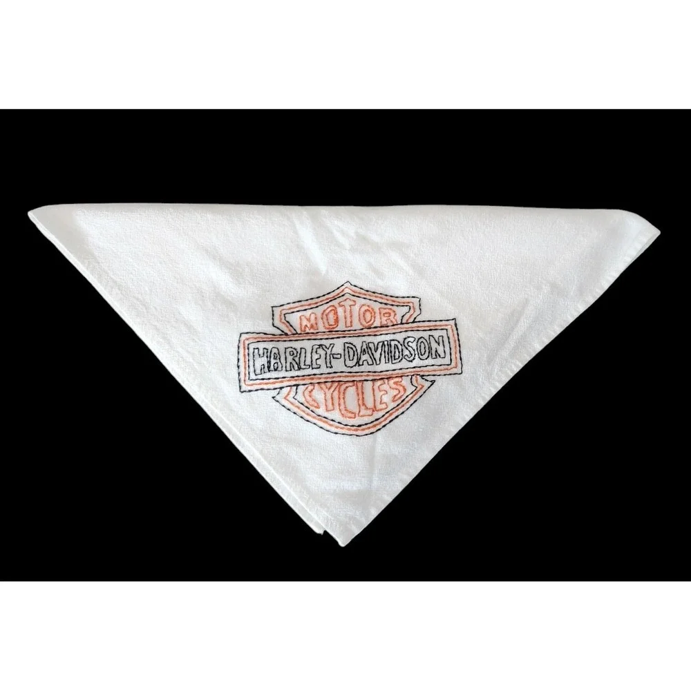 Harley Davidson Square Muslin Scarf 27x27 Handmade‎ Needlepoint - One of a Kind